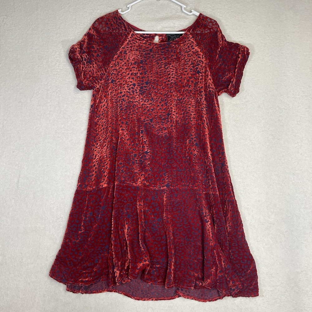 Johnny Was Jade Collection Doris Silk Blend Mini Dress Flare Boho Red Blue XS - Picture 2 of 11